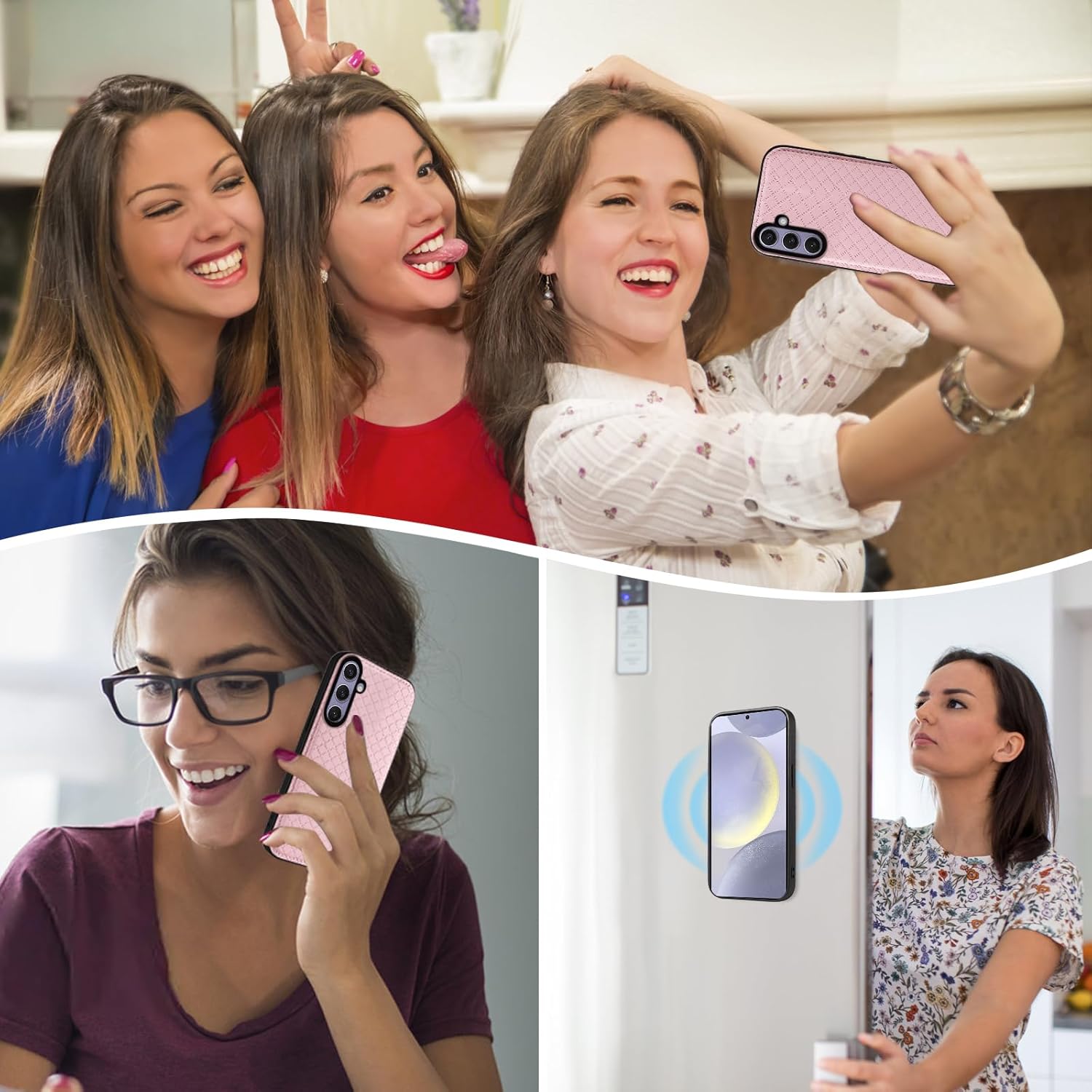 Asuwish Phone Case for Samsung Galaxy S24 Plus/S25 Plus S24+ S25+ 5G Zipper Wallet Detachable Cell Cover with Screen Protector Strap Flip Card Holder S24Plus 24S + S 24 24+ S25Plus 25S 25+ Women Pink