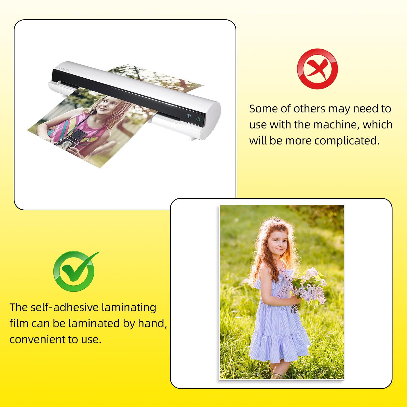 25 Piezas Fundas Plastificar a4 Láminas de Laminación en Frío Transparentes Impermeables Autoadhesivas Láminas Laminadas en Frío para Fotos, Tarjetas de Visita, Copias, Documentos, Tarjetas