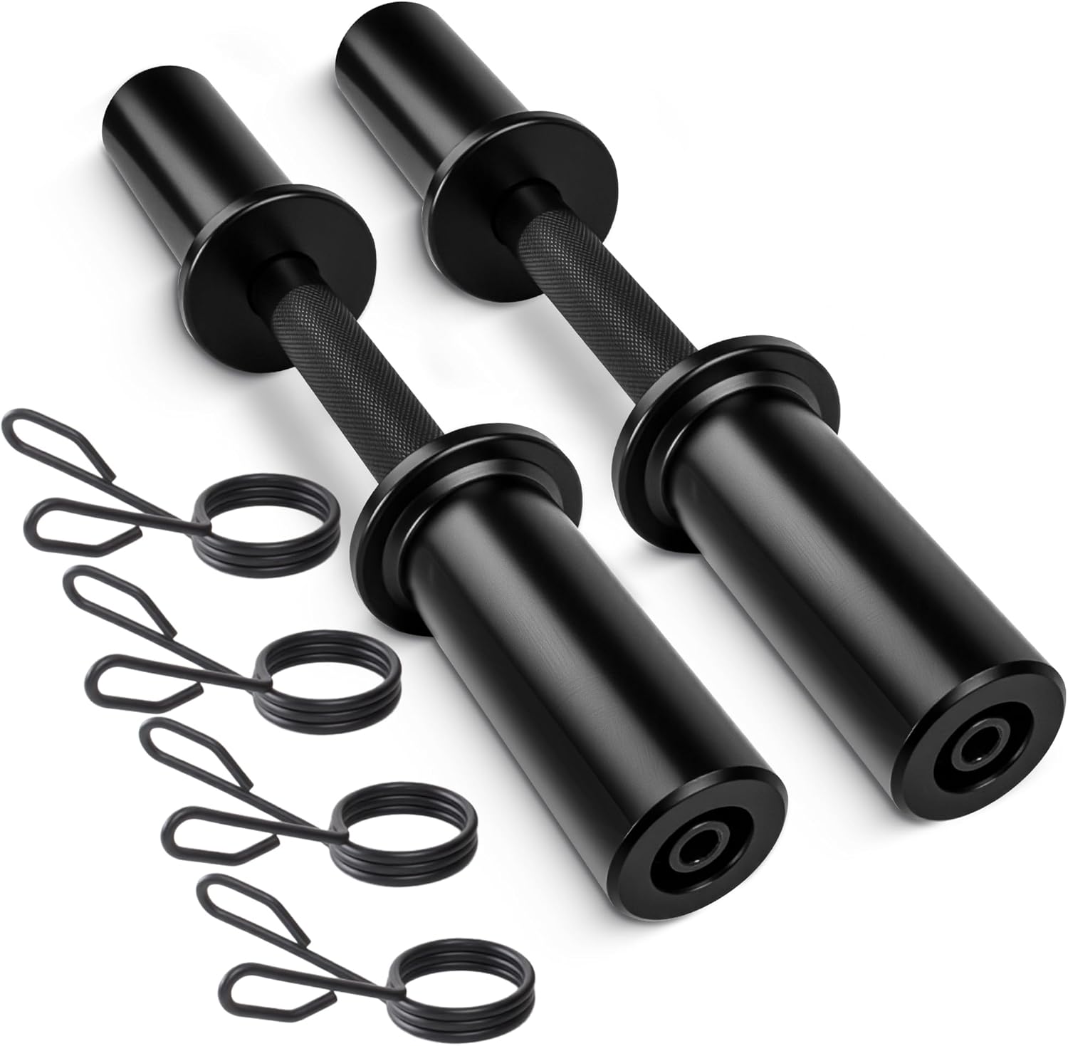 16" Olympic Dumbbell Handles, Pair Loadable Dumbbell Bars for 2-inch Weight Plates with Rotating Sleeves & 4 Spring Collars, Home Gym Strength Training