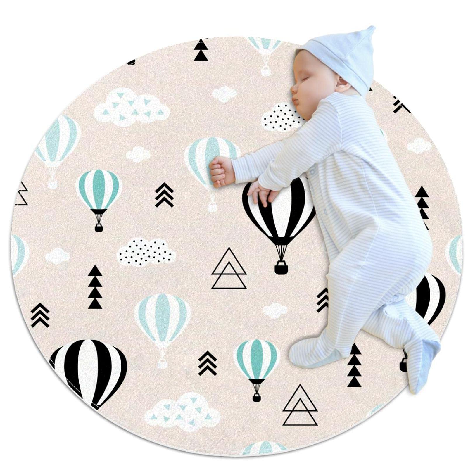 Tapis motif de ballons rond 100x100cm JDEZ pour salle de jeux et salon