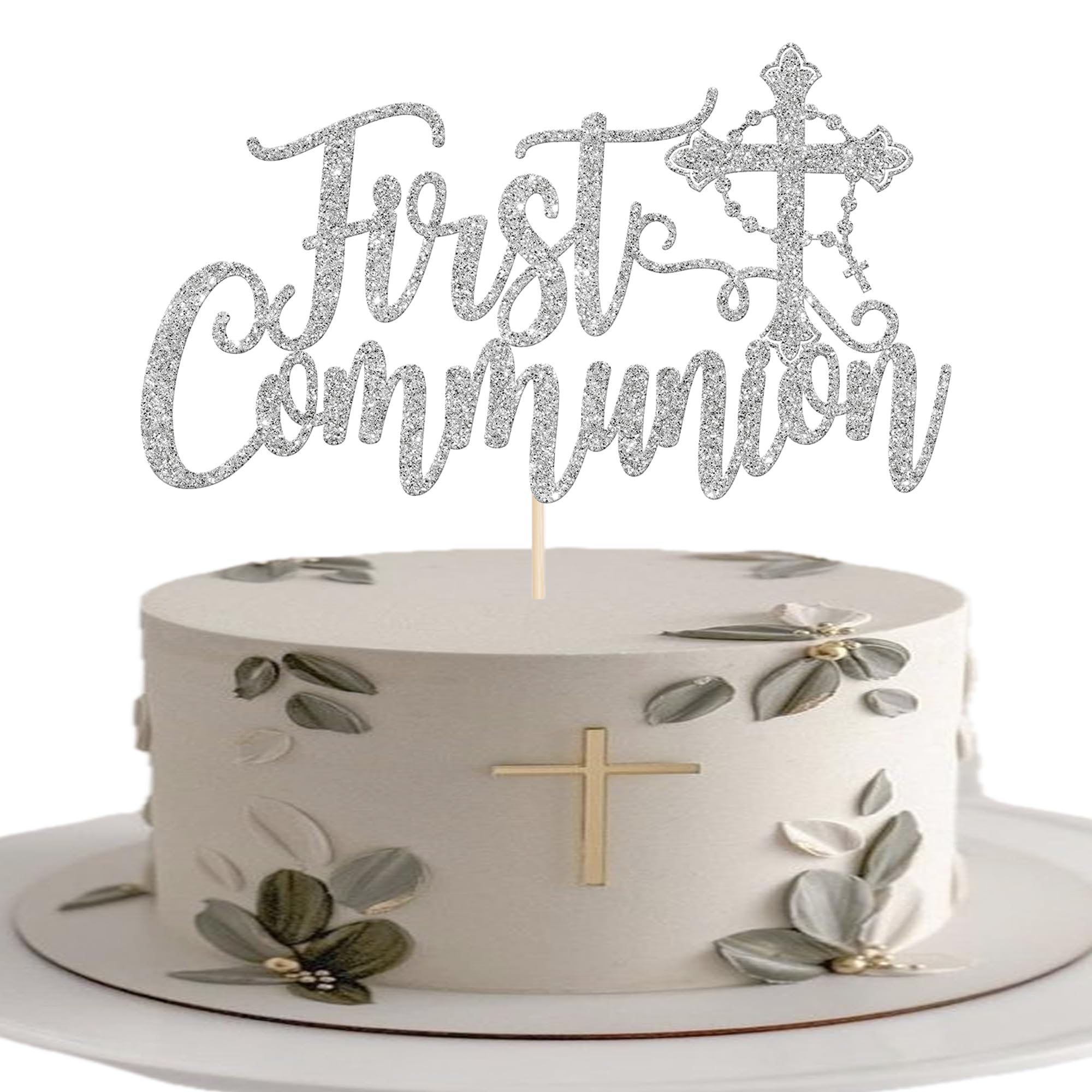 ZHUOWEISM 10 PCS Acrylic Cross Cake Topper Christian Baptism God Bless Cake Pick for First Communion Theme Baby Shower Birthday Party Cake Decorations Supplies Gold — view 22