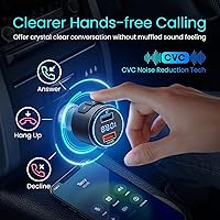 Vista 4 de Versión mejorada V5.3 - Transmisor FM Bluetooth, adaptador Bluetooth para coche QC3.0 y adaptador de radio FM inalámbrico con retroiluminación LED