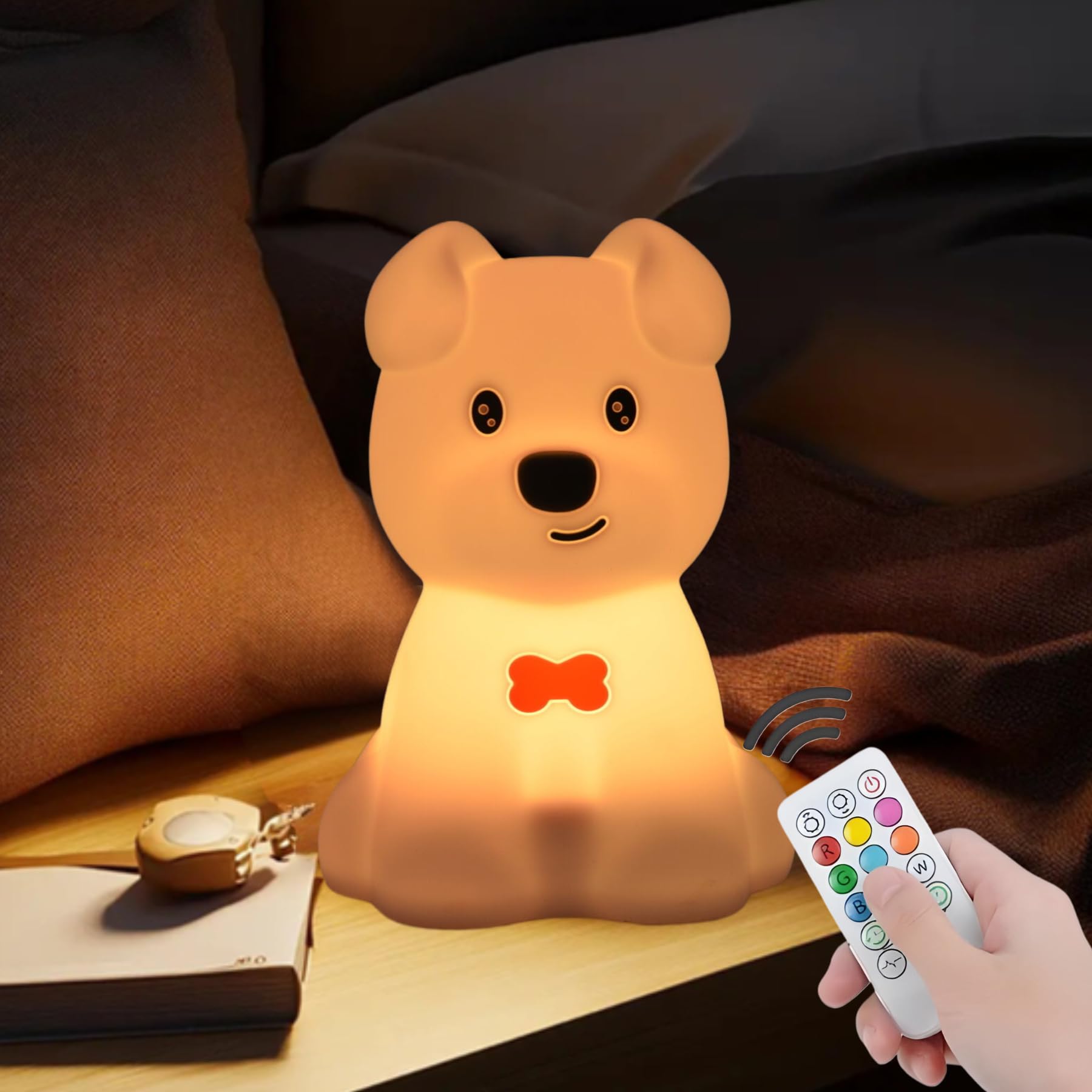 xinjinhju Large Size Dog Night Light for Kids, Nightlights for Children, Cute Puppy Animal Lamp 9 Colors Changing for Room Soft Light for Girls Boys Student Teen Woman Elder Gift - Large