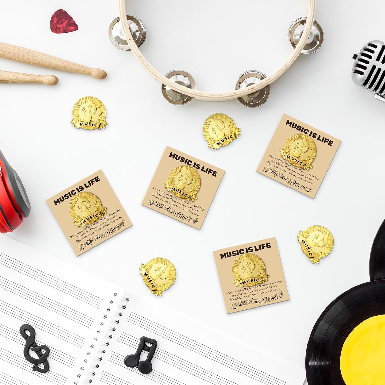 Liliaafar 60 Pcs Music Note Lapel Pins Musical Note Band Award Pins Cards Bulk for Musician Music Lover Teacher Graduation Gifts for Students