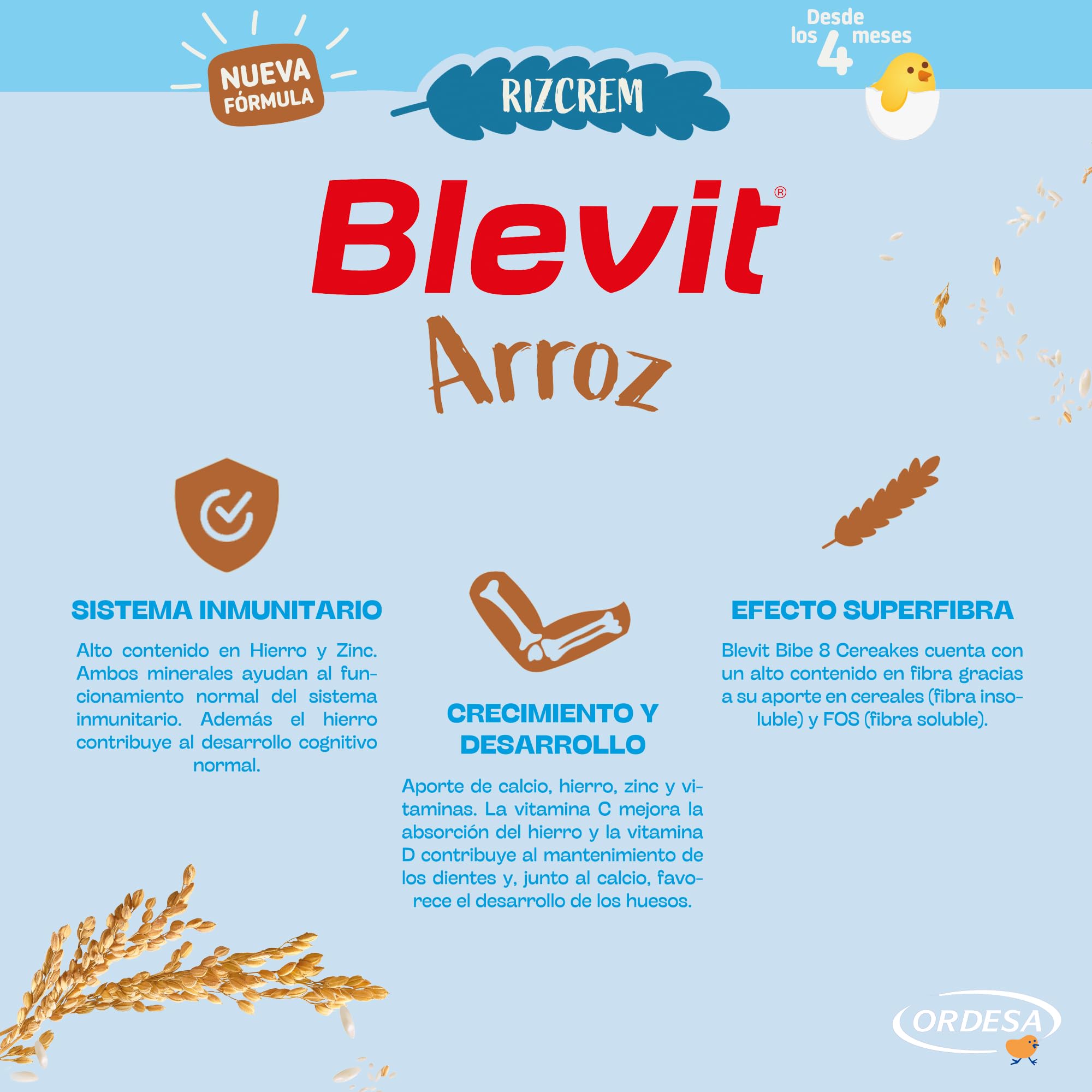 Blevit Rizcrem Arroz | 225 g | Papilla de Cereales para Bebé desde los 4 Meses con Crema de Arroz - Sin Gluten y Sin Azúcares Añadidos - Facilita la digestión
