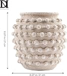 DN DECONATION Beige Rustic Farmhouse Vase, 8.2 Inch Textured Boho Vase for Home Decor, Cement Decorative Flower Vases with Rope Knots for Living Room, Table Centerpiece, Shelf, Mantel Decoration | Textured Rustic Vase, Cement Decorative Vases with Ro