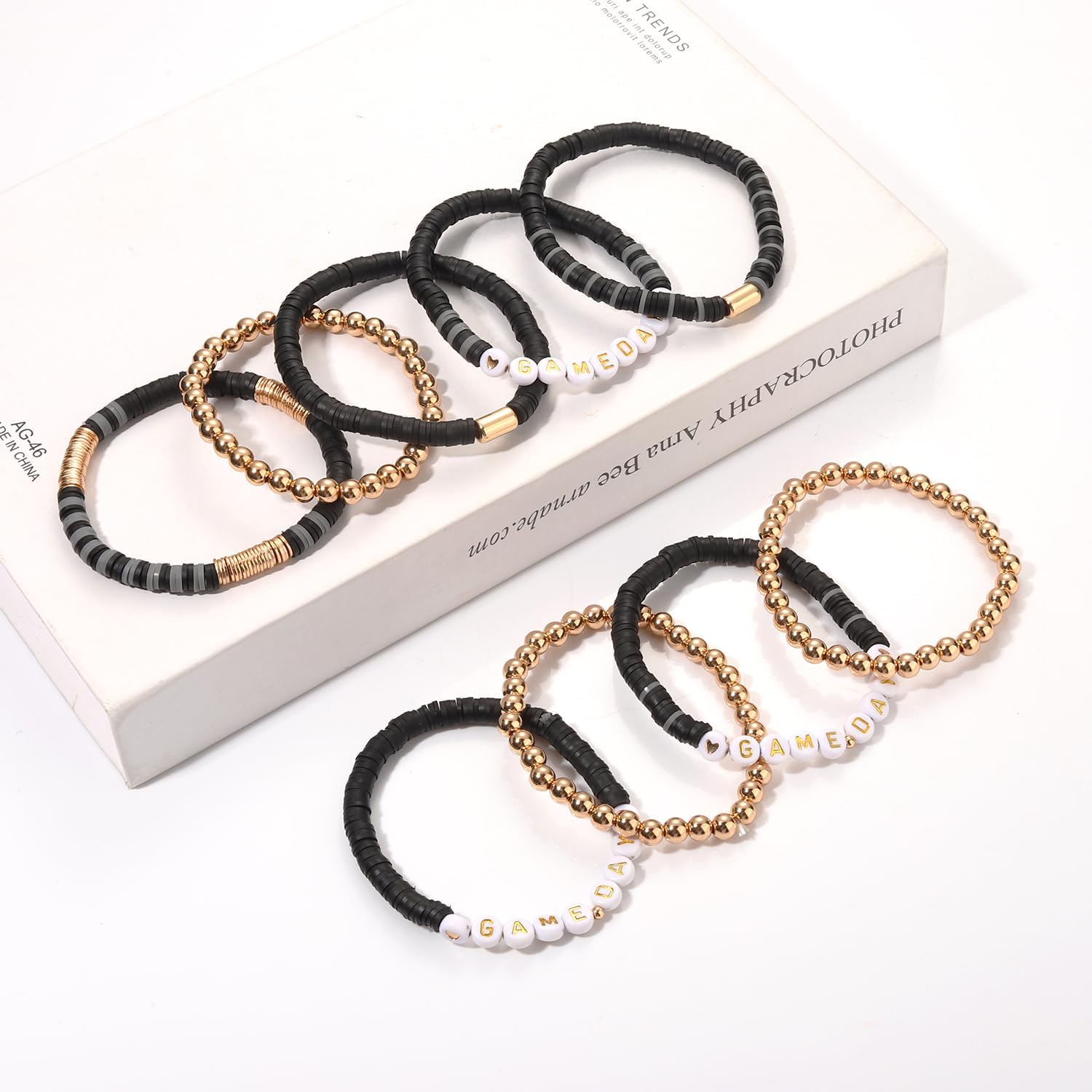 NLCAC 9 Pack Game Day Bracelets Stackable Heishi Beaded Stretchy Bracelet Preppy Jewelry Baseball Football Team Bracelets Sports Fan Accessories Gifts - Image 4