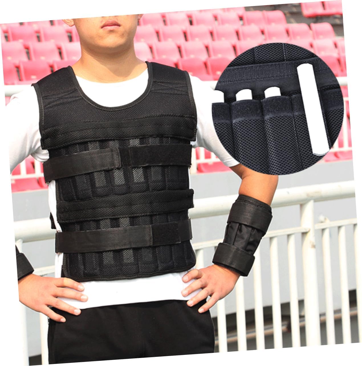 HANABASS 1Set Adjustable Weight Bearing Vest for Fitness Training Lightweight Running Gear for Home Workouts Durable and Breathable Sleeveless Exercise Equipment Weight Strip Included