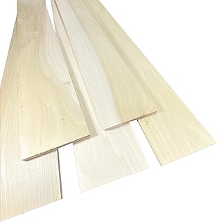 1/4" x 3-1/2" x 2' Poplar Lumber Board, 10-Pack Unfinished, Solid American Hardwood, Thin Sawn, Perfect for Board & Batten Walls (10)