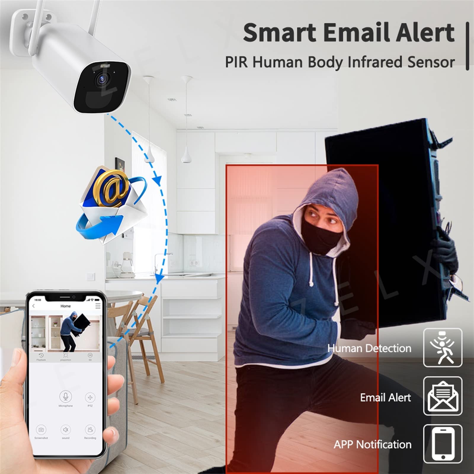 Telecamera WiFi Esterno, 3MP Bullet Camera 3W Pannello Solare Wireless Videosorveglianza CCTV Built-in 5200 mAh Batteria Ricaricabile Sicurezza Domestica,Sicurezza, Antifurto(3MP Camera)