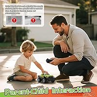 Vista 7 de Camión todoterreno con control remoto, auto RC de 2.4 GHz con luces LED, vehículo todoterreno a escala 1:20, camión RC rojo, auto a control remoto