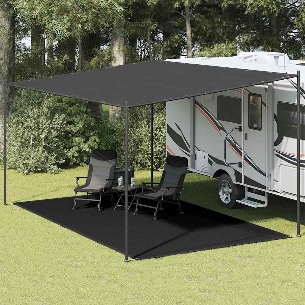 Alfombra negra para tienda de campaña, 300 x 600 cm, de polietileno de alta densidad con ojales, resistente a la intemperie y transpirable, versátil, se puede cortar para camping, al aire