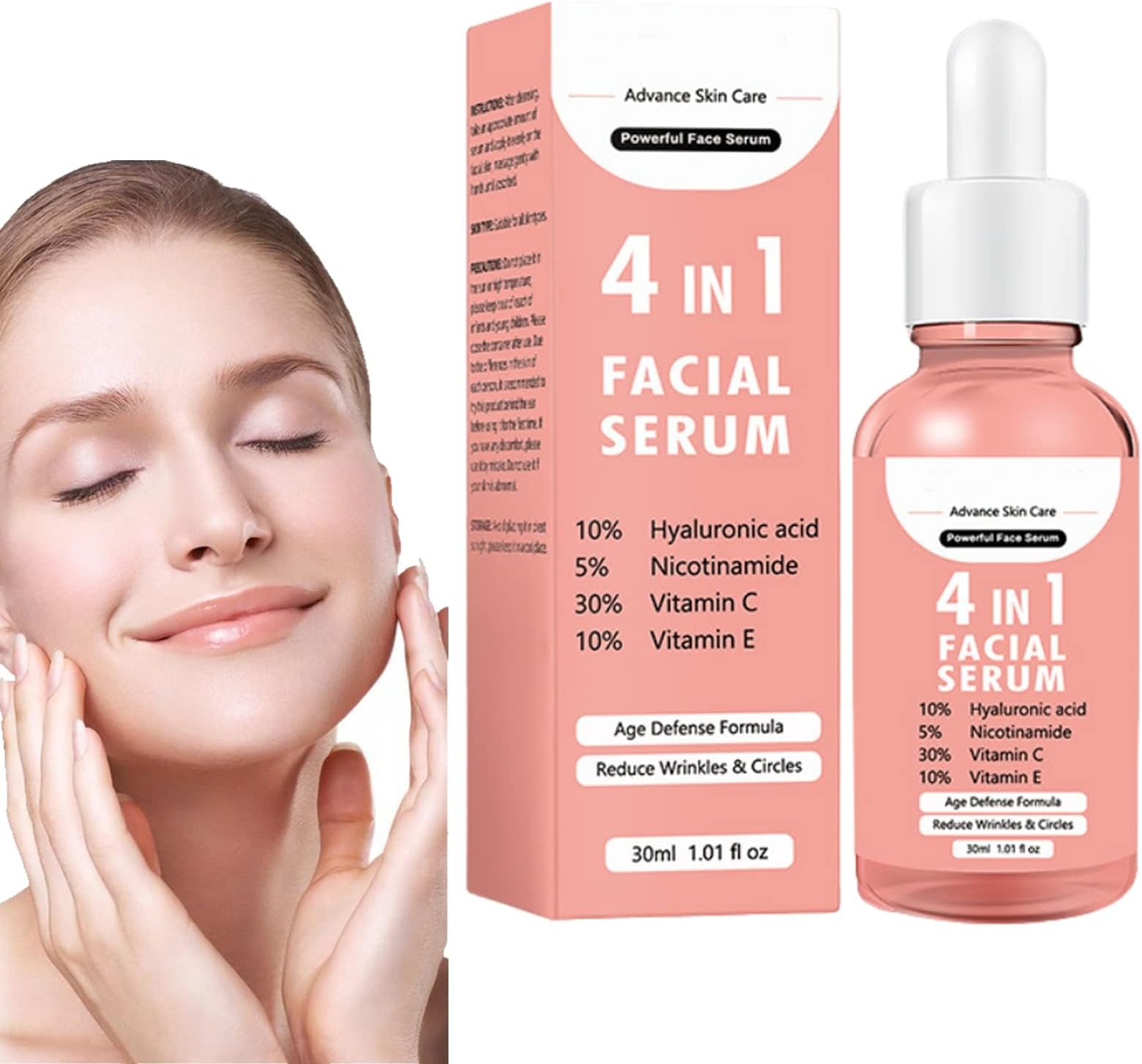 NALACALHyaluronic Acid Serum for Face, Vitamin C Serum, Anti Aging Serum with Vitamin C & E, Relieve Redness, Facial Serum with Vitamin E, Suitable for All Men & Women, Improve Skin Condition-30ml