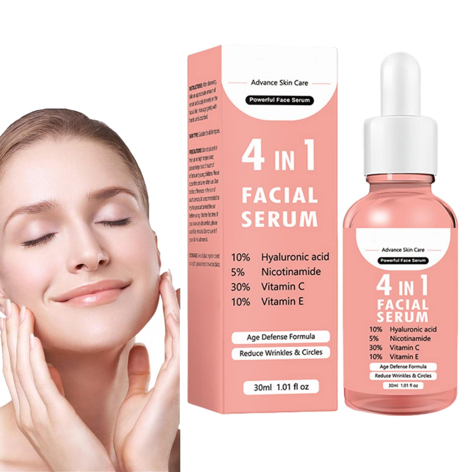 NALACALHyaluronic Acid Serum for Face, Vitamin C Serum, Anti Aging Serum with Vitamin C & E, Relieve Redness, Facial Serum with Vitamin E, Suitable for All Men & Women, Improve Skin Condition-30ml