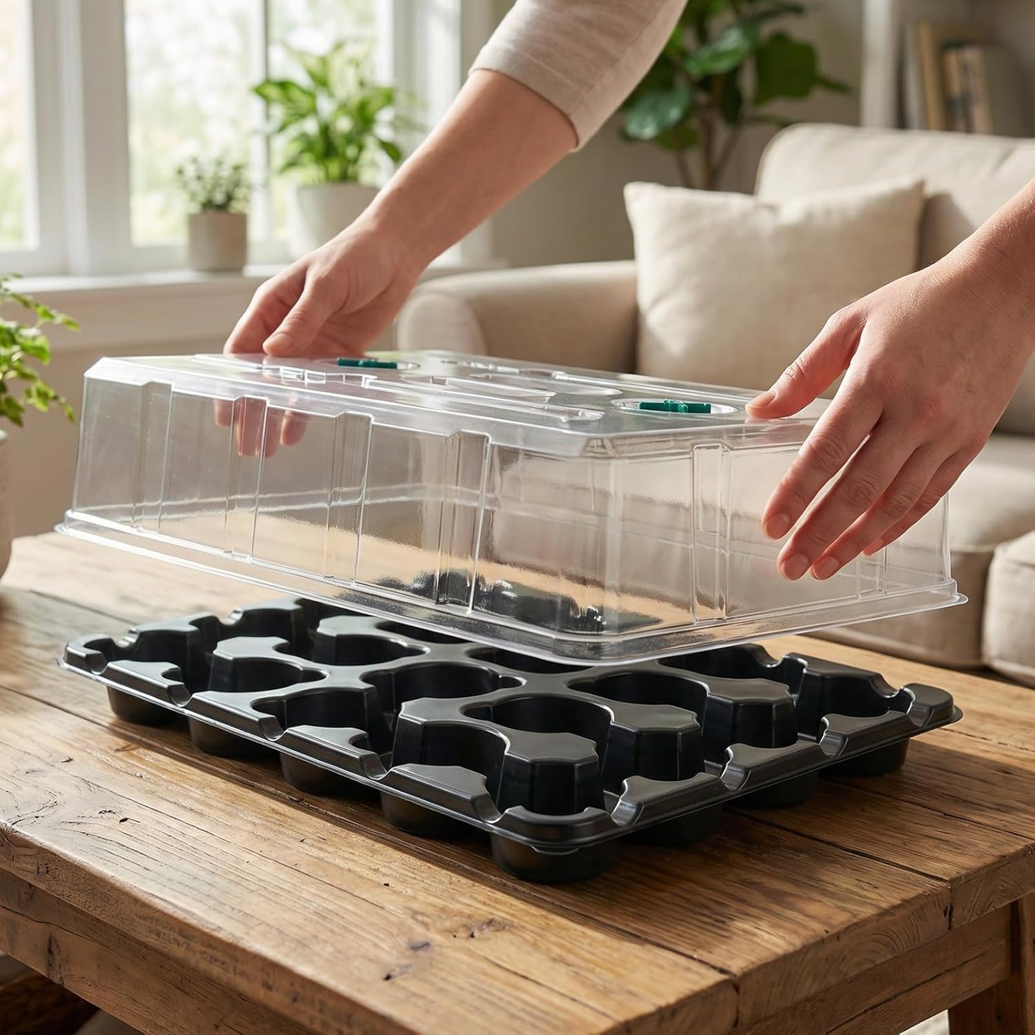 homenote 3 Inch Seed Starting Trays with Humidity Domes for Plants, 4 Pack 20-Cell Seedling Starter Trays, Plant Starter Germination Trays for Pots Seedlings for Indoor Outdoor, Fits 3" Nursery Pots