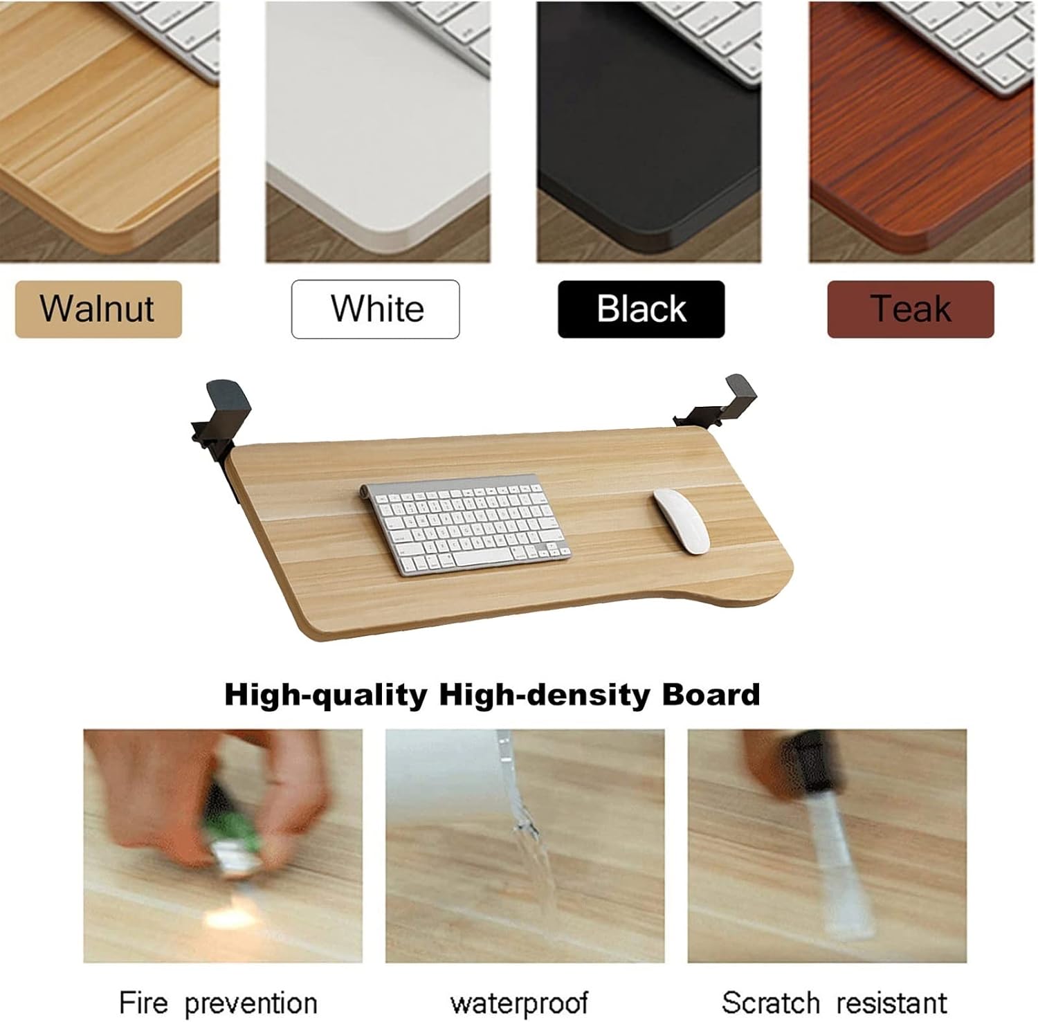 デスク下キーボードトレイ 調節可能なスライド式キーボード引き出し＆マウスホルダー 丈夫な木製＆金属製グライド付き デスクエクステンシ