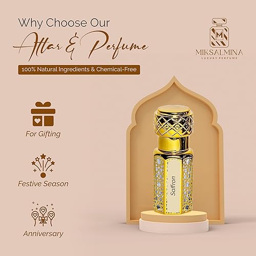 Miniatura 3 de Azafrán Attar Roll On Perfume, sin alcohol, Unisex, 0.2 fl oz