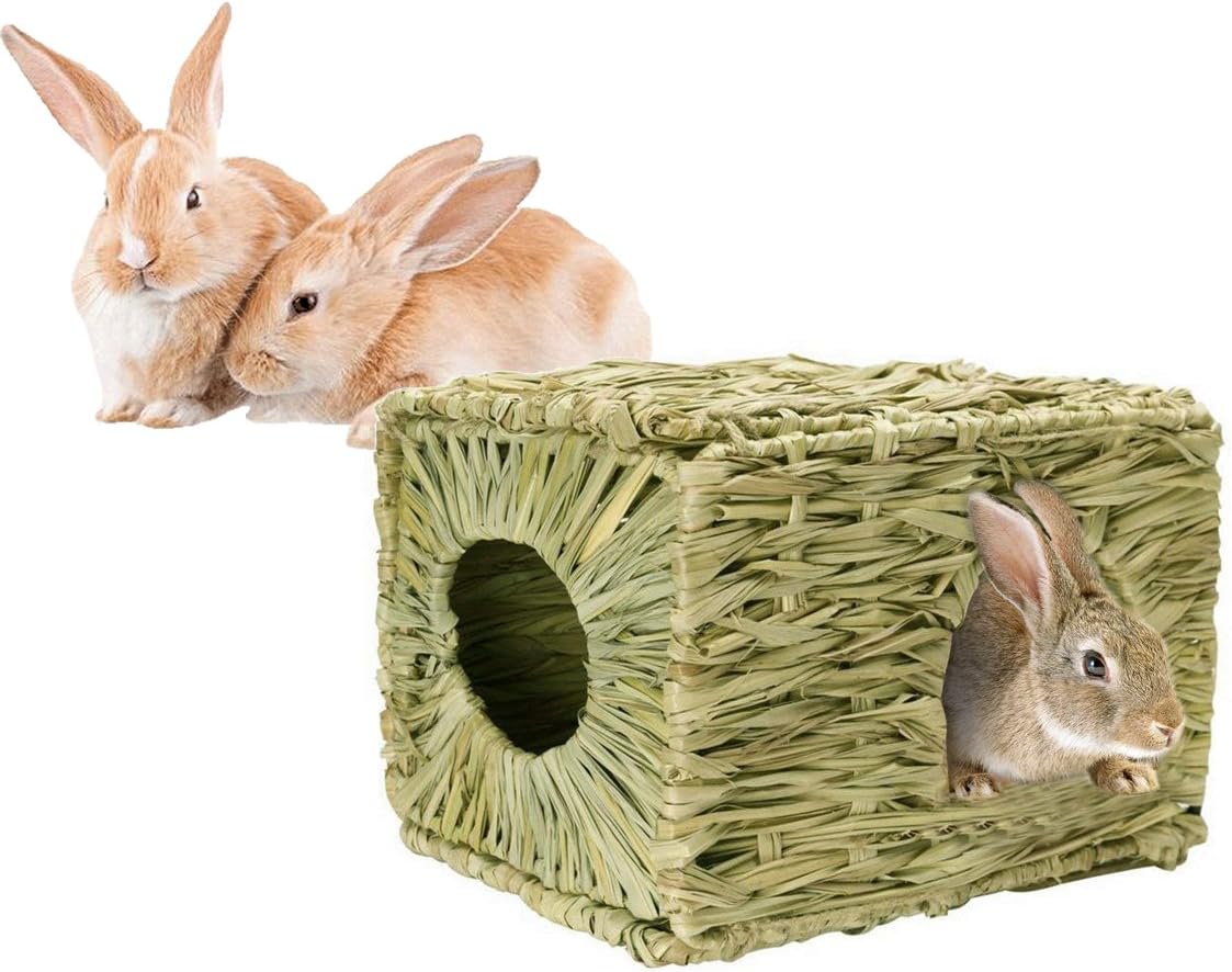Grass House for Rabbits, Loveone(TM) Foldable Natural Safe Hideaway Durable Chew Toy Mat Bed for Hamster/ Chinchillas/ Guinea pigs/…