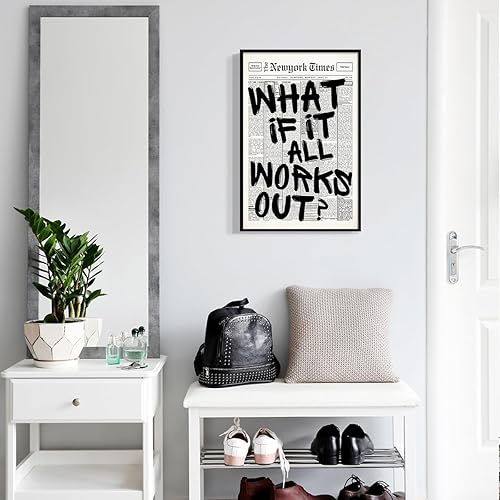 Miniatura 6 de What If It All Works Out - Lienzo decorativo para pared, póster estético de periódico en blanco y negro, decoración de pared de afirmaciones