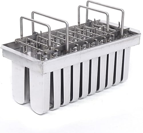 20 moldes comerciales para paletas de hielo de acero inoxidable con palos de madera y cepillo de limpieza, moldes para hacer paletas de hielo, molde