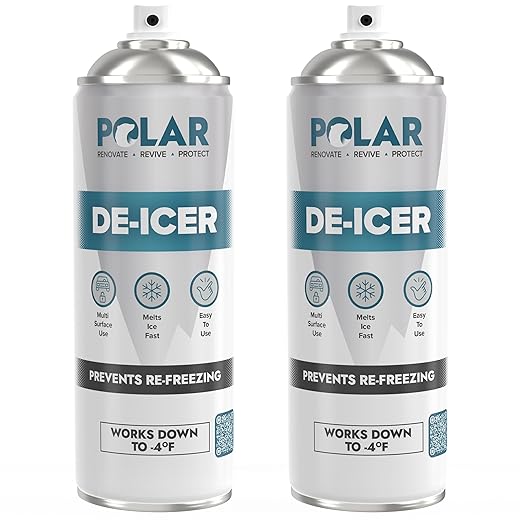 Polar De-Icer Spray for Car Windshield - 2 x 17 Fl Oz | Fast-Acting & Stops Re-Freezing | Instantly Melts Ice and Frost at −4°F | Spray Deicer for Car Windscreens, Mirrors, Headlights, Locks & Gates