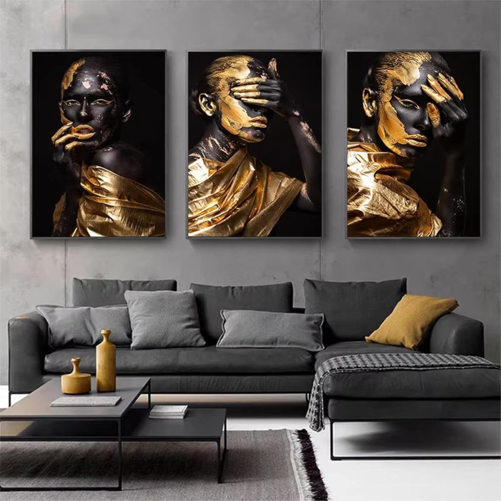 Affiche murale moderne noire et or pour salon chic chic - 8