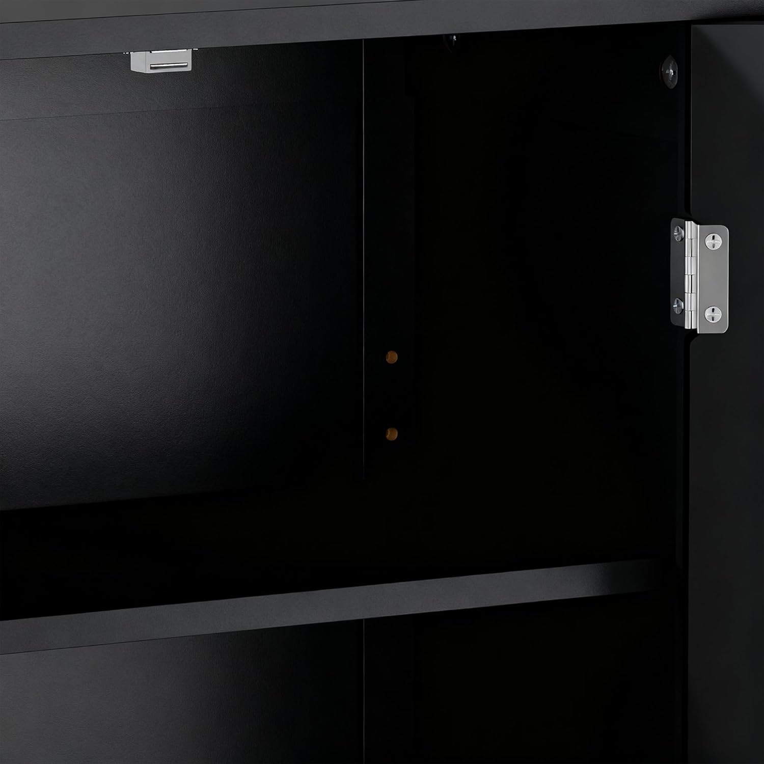 ZENY Bathroom Floor Storage Cabinet with Double Door + Adjustable Shelf, Wooden Organizer Cabinet for Living Room, Bathroom, Bedroom, Modern Home Furniture (Black)