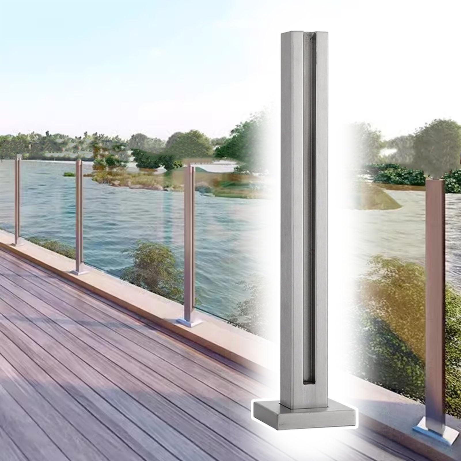Poteau de garde-corps en verre argenté haut de gamme de 60 cm à 100 cm pour balustrade