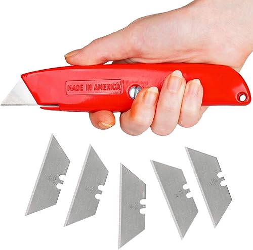 Miniatura 5 de CANOPUS Dispensador de cuchillas de cuchillo utilitario con cuchillo utilitario retráctil, cuchillas afiladas de un solo filo resistente, fabricado