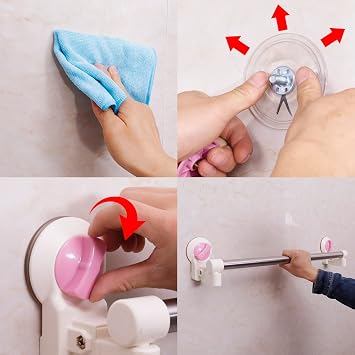 BAOYOUNI Bathroom U Shaped Corner Shower Curtain Rod Pole, Decorative Curved Bath Curtain Rail Bar with Suction Cup 98 x 102cm