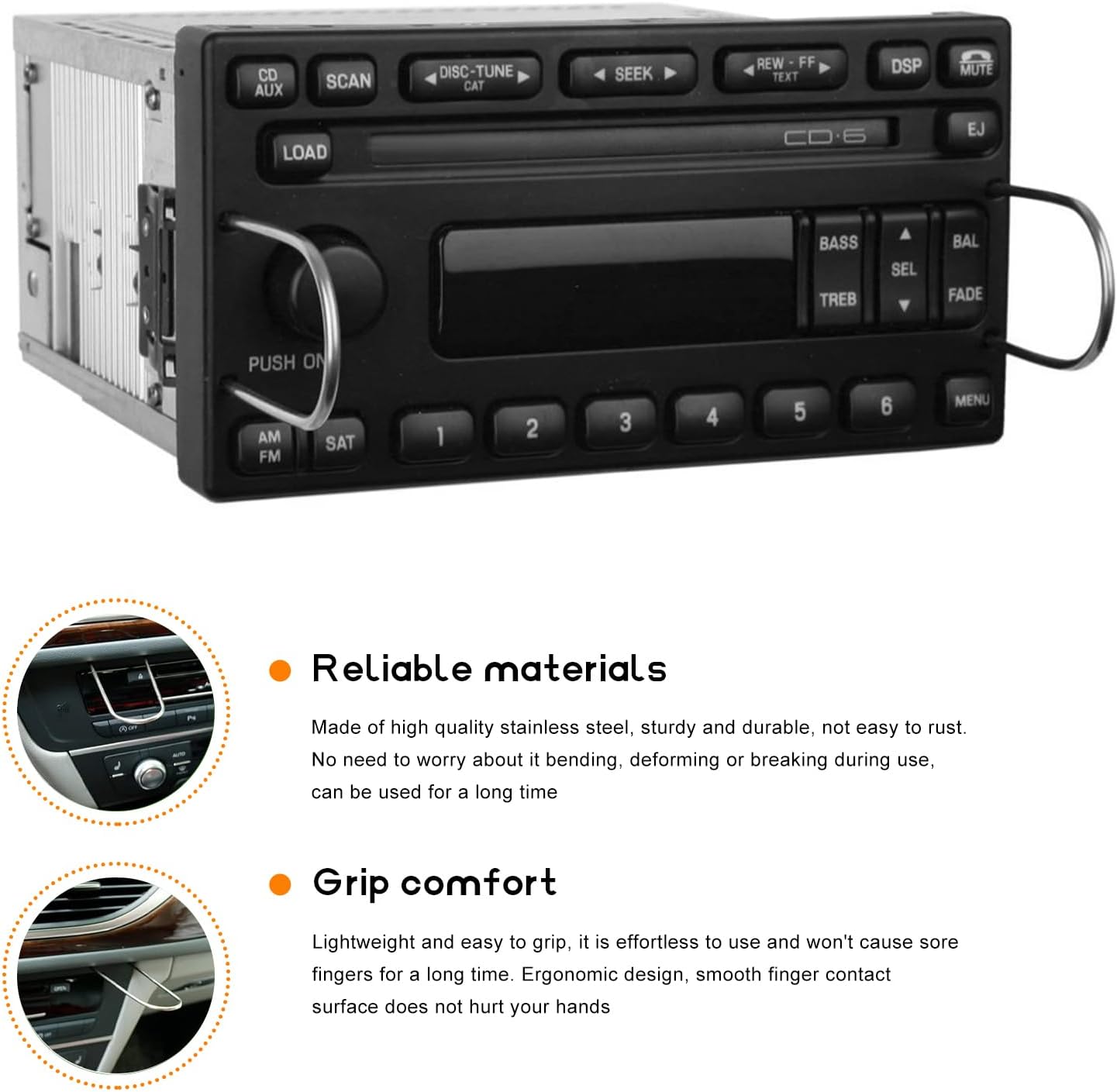 2 PCS Car Radio Removal Pry Tool, U-Shaped Stainless Steel Stereo Disassembly Release Tool Kit, Universal CD DVD Host Release Remover for Most Vehicle Audio Frequency Converter (U-Shaped)