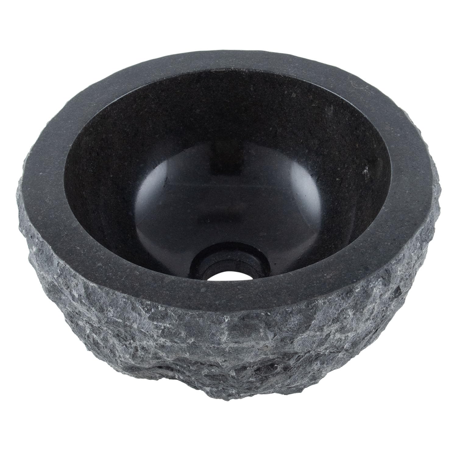 Lavabo de mármol negro redondo 30 cm - Lavabo sobrepuesto único de piedra para el baño