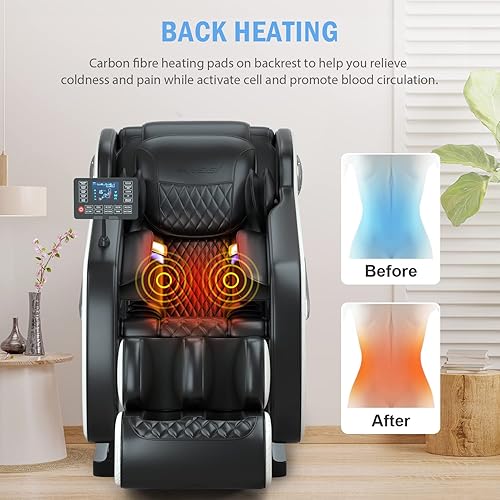 Miniatura 5 de Silla de masaje, sillón reclinable de cuerpo completo de gravedad cero con Bluetooth, calefacción de cadera, masaje de pies y sistema de masaje de