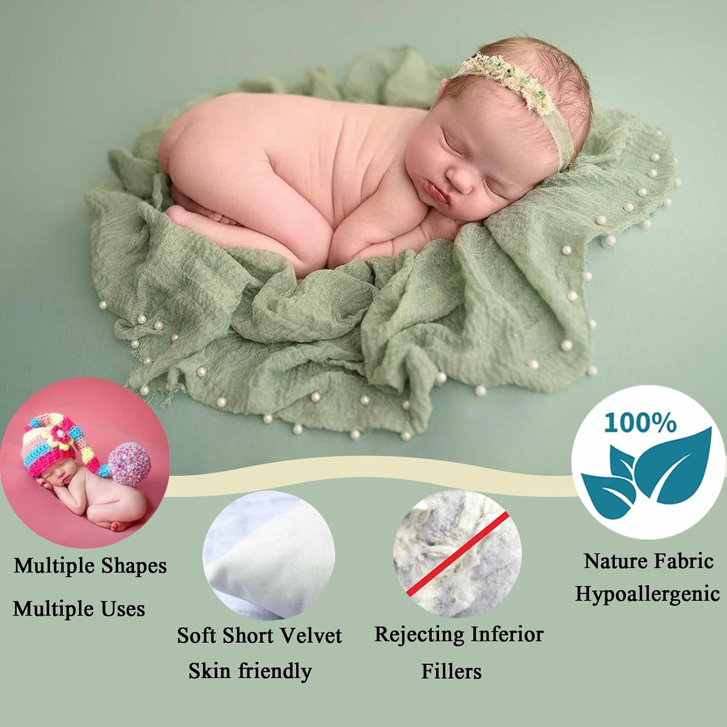 M&G House Newborn Photography Prop Donut Pillow Set Infant Posing Cushion Bundle 0-3 Months Ultra Soft Studio Basket Support Accessory