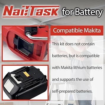 20V Cordless Brushless Concrete Nailer, 16-27mm, No Battery | 90J, Dry Fire Protection, Press-to-Fire Safety, Compatible with Makita Battery, Tool Bag Included, for Concrete Steel Brick