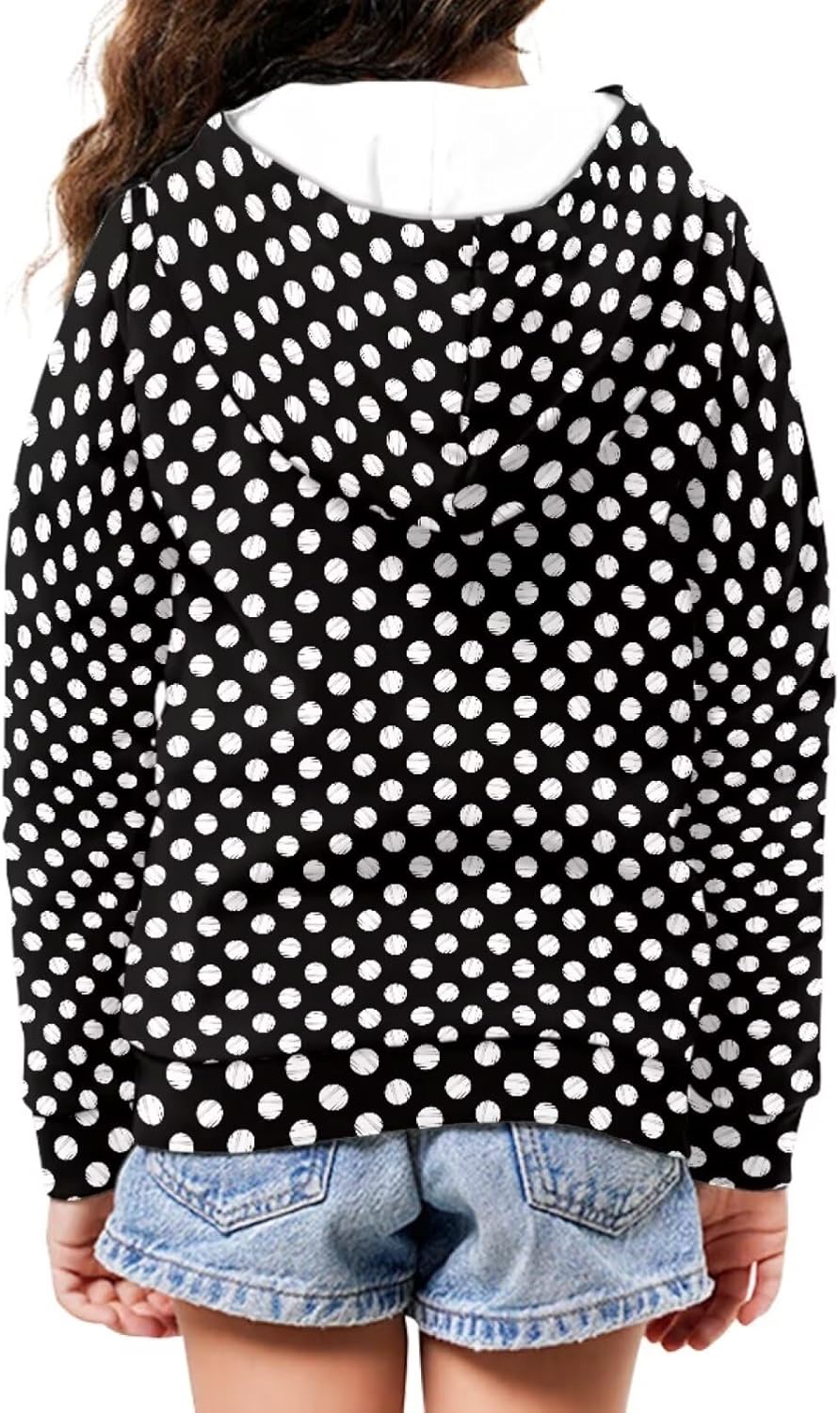 Girls Zip Up Hoodies Trendy Print Oversized Sweatshirt