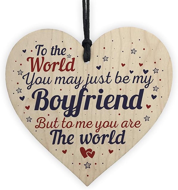 RED OCEAN Boyfriend Birthday Christmas Card Gift Wooden Heart Anniversary Soulmate Gift Keepsake