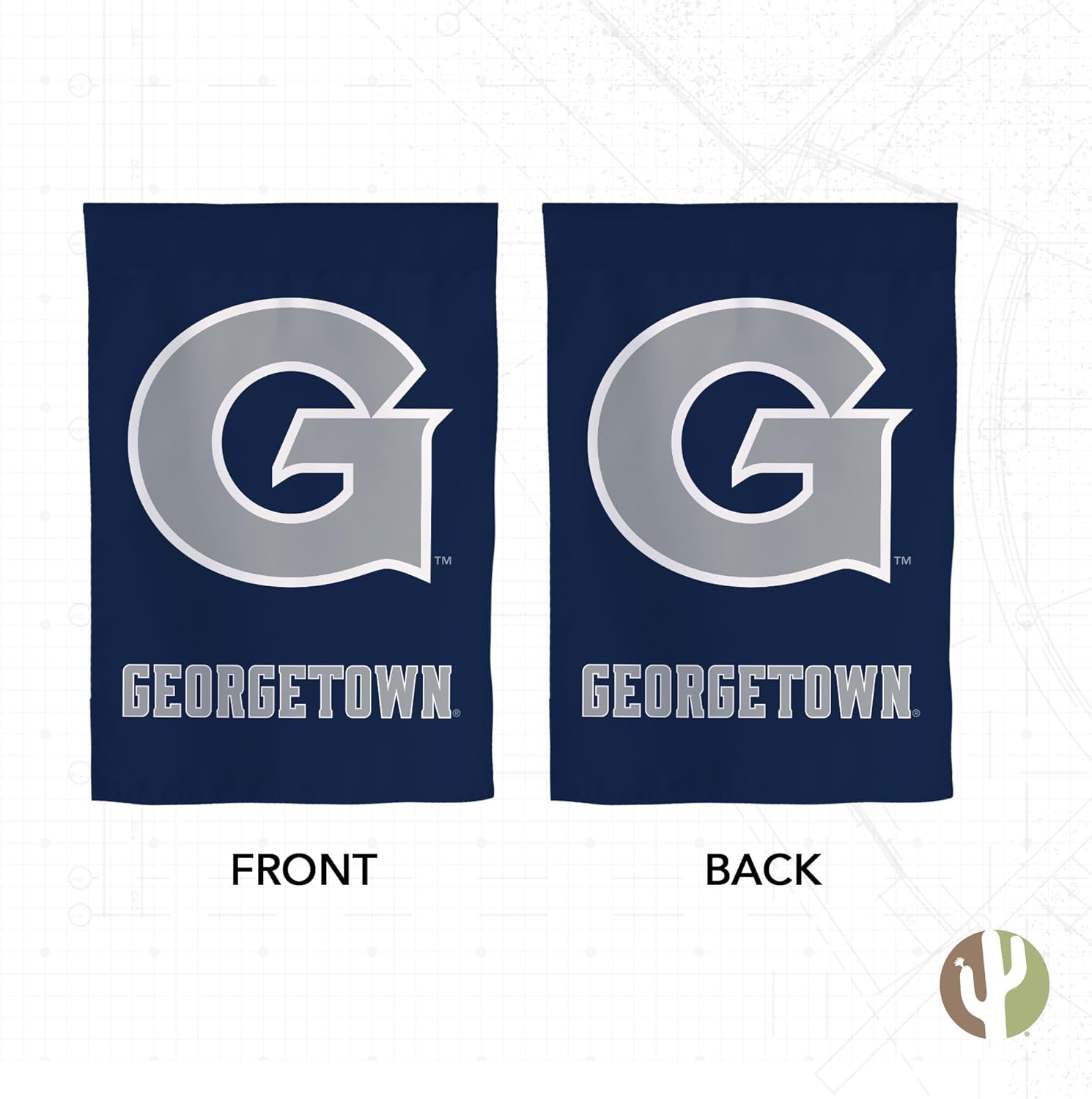 Desert Cactus Georgetown University GU Garden Flag – 19 x 12 inch Georgetown Hoyas Banner, For Outdoor Display and Events (Design G) - Image 2