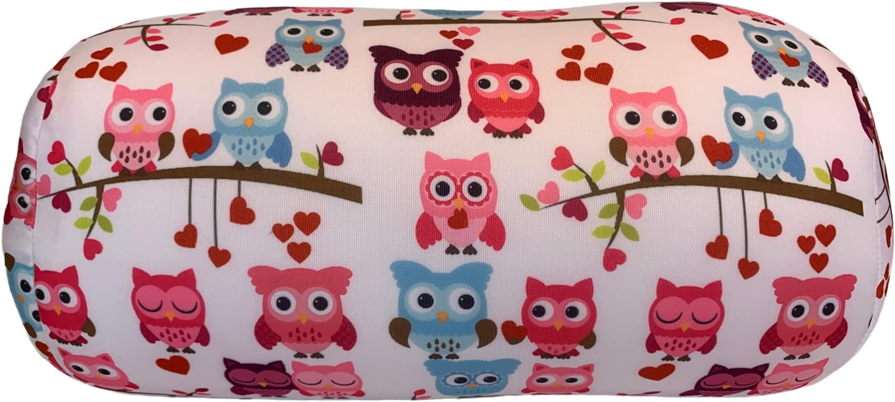 Microbead Roll Bolster Travel Neck Support Pillow and Post-Surgery Therapy Pillow(Cute Owls)