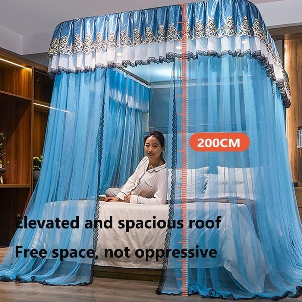 Baldachim na łóżko Moskitiera do łóżek pojedynczych i podwójnych z metalowym stojakiem (kolor: fioletowy-2, rozmiar: 180 x 200 cm) (kolor: zielony-1, rozmiar: 200 x 220 cm)