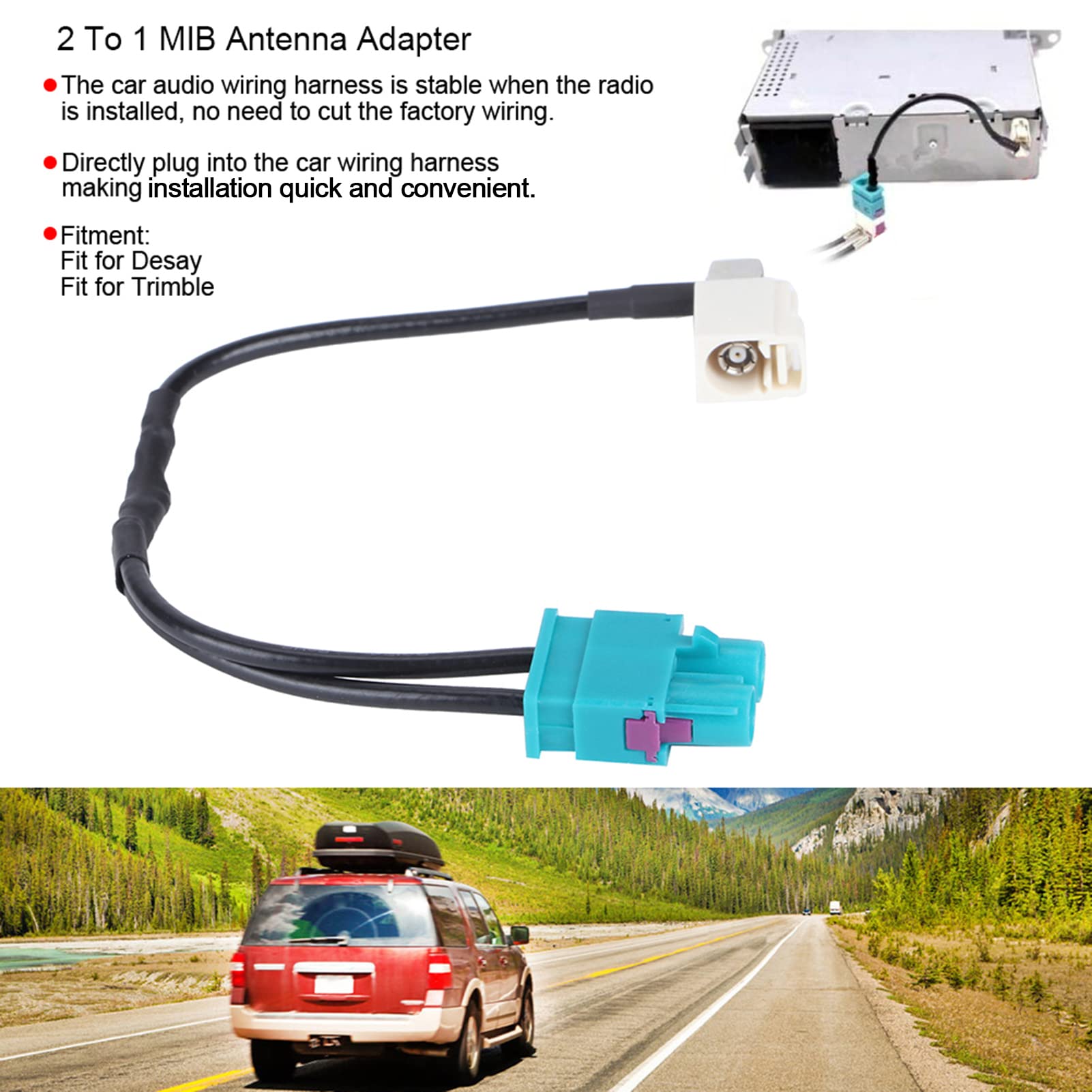 Adapter anteny radiowej 2 do 1 MIB G FAKRA pasuje do RCD330G, RCD330, RCN210, RCD510