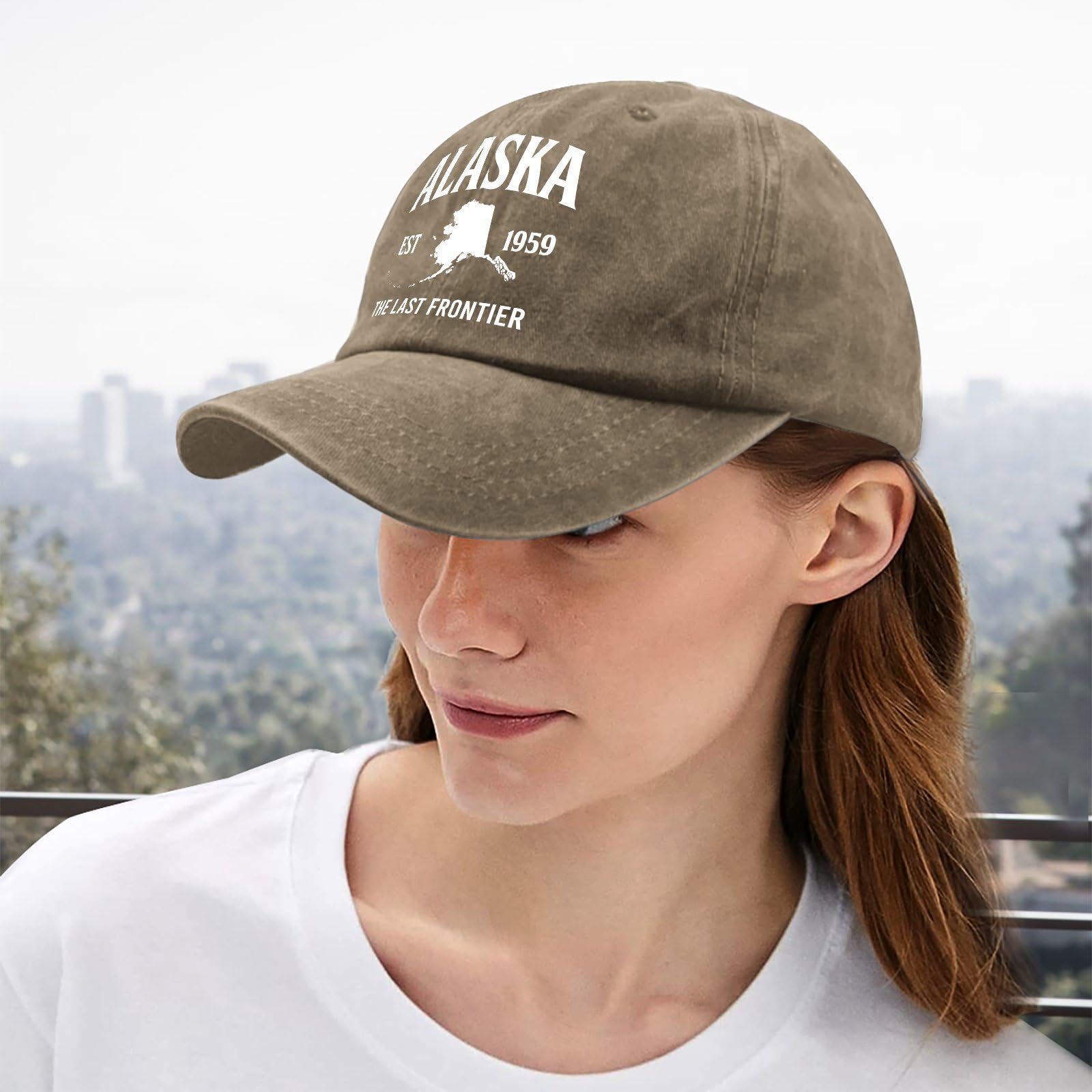 Gorra de béisbol Alaska The Last Frontier Dad para hombre, gorra de béisbol vintage ajustable, pigmento caqui 5