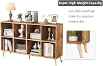 8-Cube Bookshelf 2 Tier Retro Bookcase with Legs, 47" Wood Bookshelves Storage Organizer Shelf, Freestanding Open Book Shelves for Bedroom Living Room Office, Rustic Brown