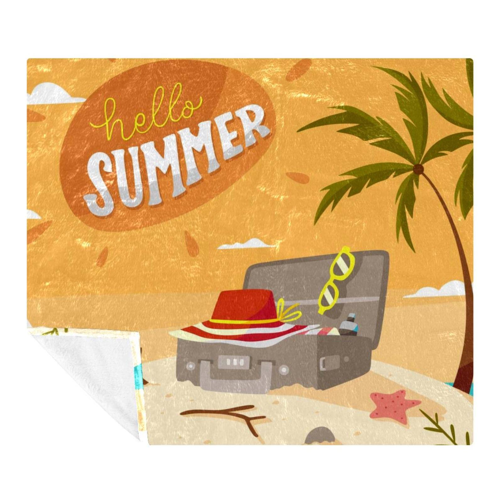 Couverture polaire de literie Hello Summer douce et tapis décoratif de sol pour chambre
