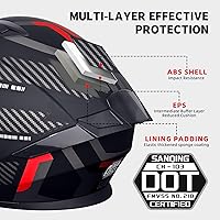 Vista 5 de Cascos de motocicleta modulares de cara completa, Casco de motocicleta de cara completa con certificación DOT, con visor abatible dual, para Rojo
