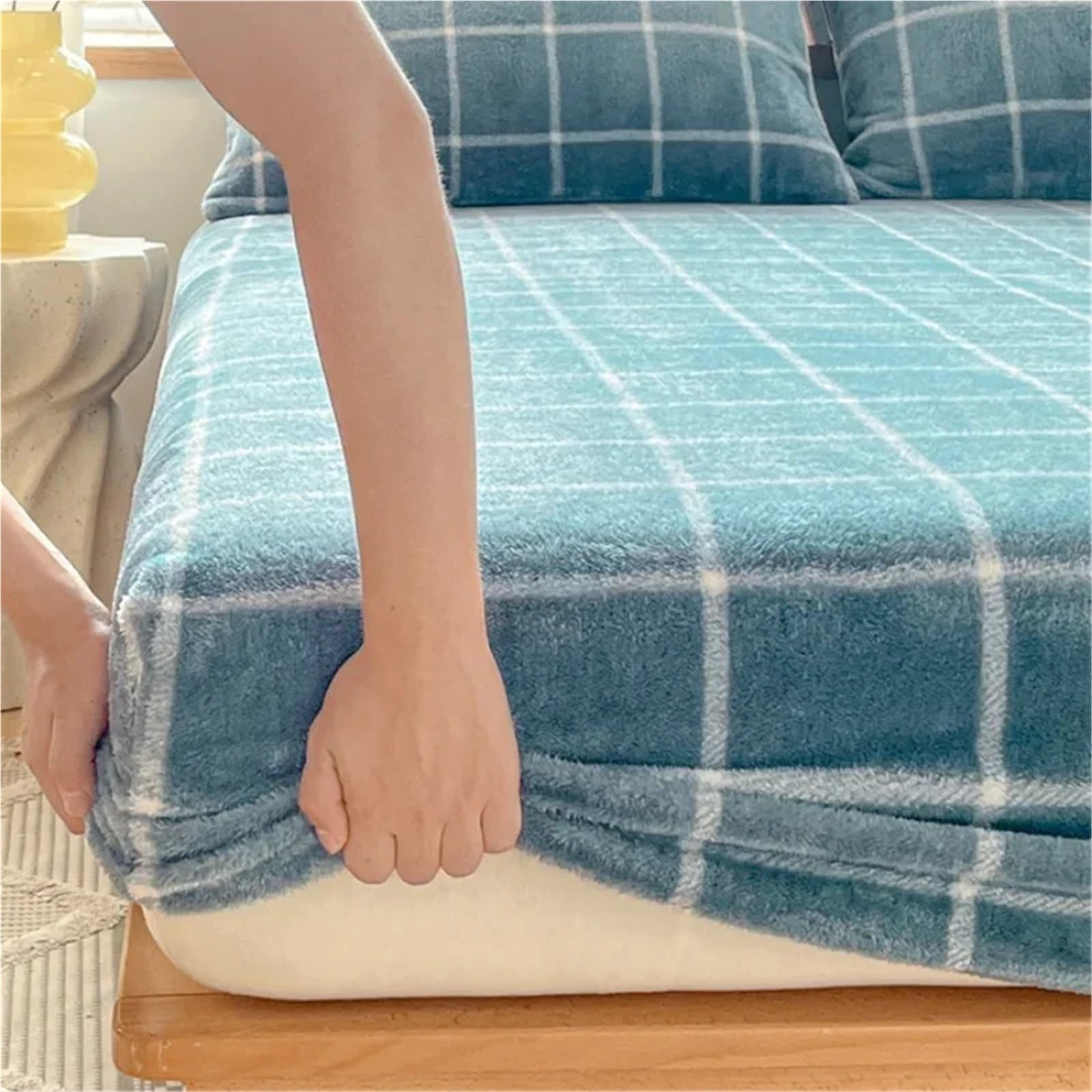 Sábana Bajera con Esquinas de Felpa Sábana de Pila Leche Invierno, Colcha cálida Gruesa Forro Polar Extra Ajustada, Funda colchón con elástico(5,120x200x25cm 1pcs)