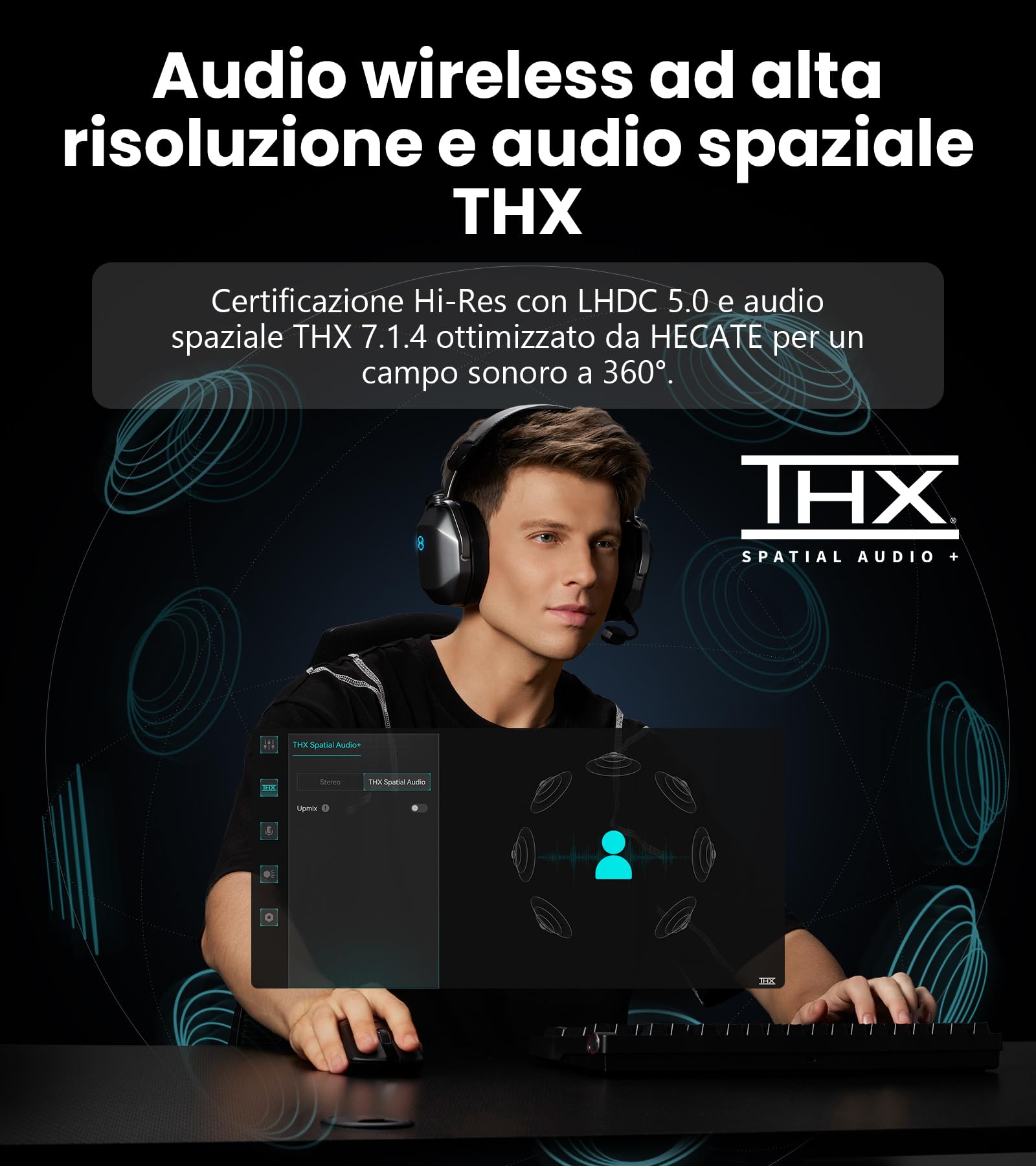 Edifier G5 MAX Cuffie da gaming wireless, Audio Spaziale THX, 305H, Grigio | 305H, 2,4 Ghz, Bluetooth 6.0, Hi-Res Audio, 53mm Pen Driver, Quad-mode, EQ Personalizzabile Tramite Software, Mic Rimovibile