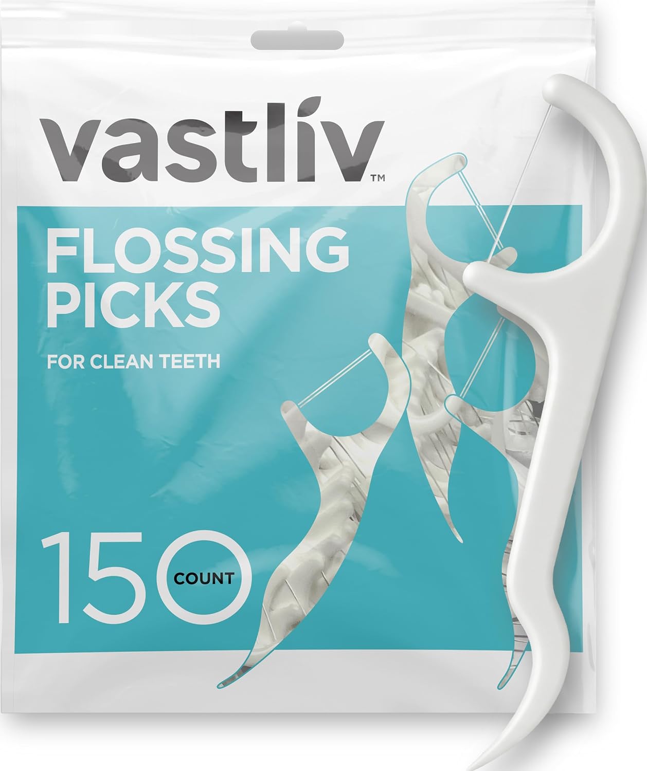 Flossing Picks 150 Count. Dental Floss Picks, Easy Storage with Zip Seal, Plaque Remover, No Break & No Shred