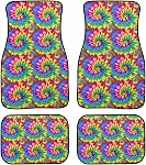 WELLFLYHOM Tapis de sol en caoutchouc pour voiture SUV & Camion - Protection contre les intempéries - Imprimé animal & Tapis de plancher arrière de voiture 4 Facile à nettoyer étanche pour les femmes filles