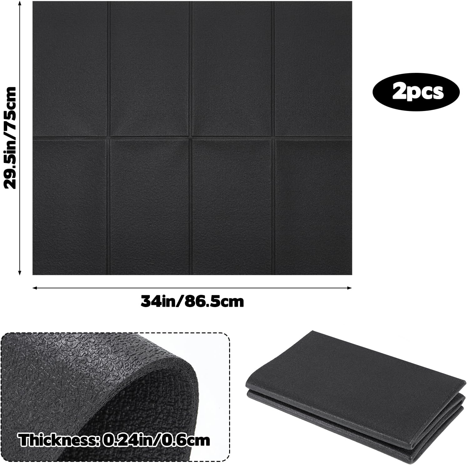 2 PCS Foldable Outdoor Playground Mats, Outdoor Play Mat, High Density Waterproof Anti Slip Floor Pads Double Sided Wear Resistant Protection Mats for Treadmill Swings Slides Indoor and Yard Use